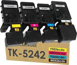 BEISE TK5242 Toner Cartridge 4 Pack, Compatible for Kyocera ECOSYS P5026CDW P5026CDN M5526CDW M5526CDN High Yield Replacement 1T02R70US0 1T02R7CUS0 1T02R7AUS0 1T02R6ANL0 Black Cyan Magenta Yellow