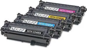 507A Toner Cartridges 4-Pack (BK/C/M/Y) Replacement for HP 507A Toner, Compatible with Enterprise 500 Color M551 MFP M575 MFP M570 Series Printer (CE400A, CE401A, CE402A, CE403A)
