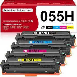055H Toner Cartridge Set (Black Cyan Magenta Yellow, 4-Pack) Compatible with Canon 055 / CRG-055 High Capacity Toner for Color ImageCLASS MF741Cdw MF743Cdw MF746Cdw MF743 Printers