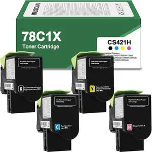 CS421H 78C1X Toner Cartridge High Yield Compatible for 78C1XK0 78C1XC0 78C1XM0 78C1XY0 Replacement for Lexmark CS421 CX421 CS421dn CX421adn CS521dn CX622ade CS622de CX625ade CX625adhe CX522ade Printer