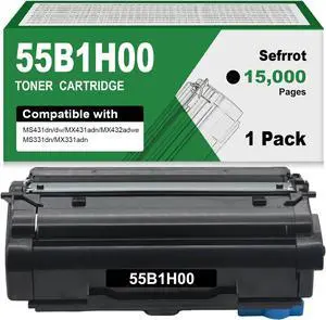 Remanufactured 55B1H00 Black Extra High Yield Toner Cartridge Replacement for Lexmark 55B1H00 55B1000 55B1X00 Work for MS431 MX431 MX432 MS331 MX331 Laser Printer,15,000 Page-Yield (1 Pack)