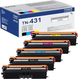 TN-431 TN431 Toner Cartridge Set Replacement for Brother TN431 TN433 Toner for HL-L8360CDW HL-L8260CDW MFC-L8900CDW MFC-L8690CDW Printer (2BK/1C/1M/1Y, 5 Pack)