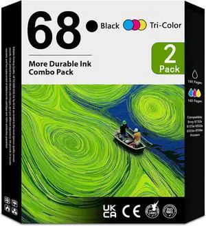 68 Ink Cartridges (2-Pack, 1Black / 1Tri-Color) Compatible HP 68 Replacement for Envy 6152e 6155e 6552e 6555e 6558e Printers HP Ink 68 68 Ink Cartridges (2-Pack, 1Black / 1Tri-Color) Compatible HP 68 Replacement for Envy 6152e 6155e 6552e 6555e 6558e Printers HP Ink 68