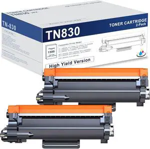 TN-830 TN830 Black Toner Cartridge Replacement for Brother TN830 TN830XL Works with DCP-L2640DW HL-L2460DW HL-L2400D HL-L2405W HL-L2465DW HL-L2467DW HL-L2480DW HL-L2865DW MFC-L2760DW, TN830 2PK