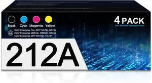 212A Toner Cartridge 4 Pack with Chip | Replacement for HP 212A 212X Toner Works with Color Enterprise M554 M555 Color Enterprise MFP M578 Series | W2120A W2121A W2122A W2123A