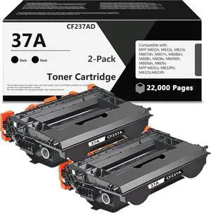 37A Black Toner Cartridge (2-Pack) Compatible Replacement for HP 37A CF237A 37X Toner Cartridge for Enterprise M607n M607dn M608n M608dn M607 M608 M609 MFP M631 M632 M633 Series Printer, CF237AD