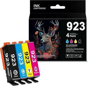 923 Ink Cartridges Combo Pack Replacement for HP 923 High Yield Ink Cartridge (1 Black,1 Cyan,1 Yellow,1 Magenta) for OfficeJet 8122e OfficeJet Pro 8135e 8138e 8139e Printer | 4-Pack