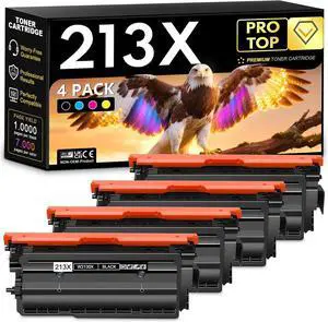 213X High Yield Toner Cartridge 4-Pack (Black, Cyan, Magenta, Yellow) Replacement for HP 213X W2130X W2131X W2132X W2133X with Chip Toner Cartridge Color Enterprise 5700dn 6700dn MFP 5800dn Printers