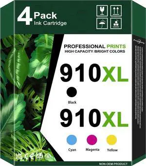 910XL High-Yield Ink Cartridges (4-Pack, Black/Cyan/Magenta/Yellow) - Compatible 910 XL Ink Replacement for HP OfficeJet 8010 8015 8018 Pro 8020 8025 8028 8030 8035 8025e 8028e Printer