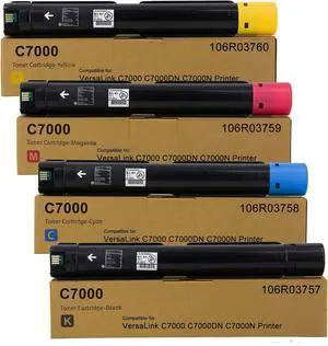 VersaLink C7000 Toner Cartridge Compatible with Xerox 106R03757 106R03758 106R03759 106R03760 Black Cyan Magenta Yellow Toner Replacement for Xerox Versalink C7000 C7000N C7000DN Printer (4-Pack)