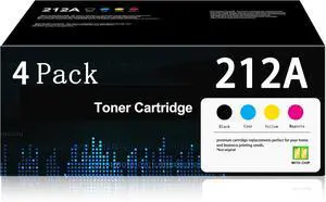 212A Toner Cartridges 4-Pack ( with Chip ) Replacement for 212A Black W2120A Color M554dn M555dn M555x Flow MFP M578c M578z Printer | W2120A W2121A W2122A W2123A