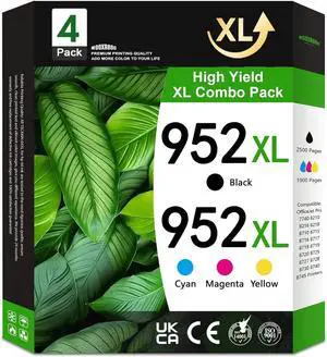 952XL Ink Cartridges High Yield Compatible for HP OfficeJet Pro 7740 8210 8710 8720 8740 Printers, 4-Pack (Black, Cyan, Magenta, Yellow)