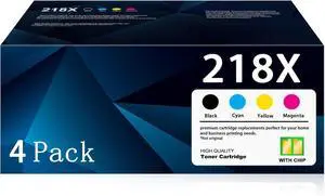 218X Toner Cartridges (with Chip) Compatible for HP 218X W2182X 218A W2182A for Color Pro MFP 3301fdw 3201dw 3301sdw 3301cdw 3201 3301 Series Printer Ink W2180X W2181X W2183X (BCMY, 4 Pack)
