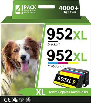 952XL Ink Cartridges Combo Pack Compatible for HP 952 Ink 8710 7740 Printer for OfficeJet Pro 8720 8725 8210 8715 8702 8740 7720 8730 8216 8700 (Black Cyan Magenta Yellow 4 Packs)