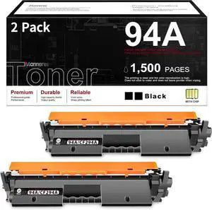 94A Black Toner Cartridge 2-Pack High Capacity Replacement for HP 94A CF294A Works with Laser Jet Pro M118dw, Pro MFP M148dw, M148fdw, M149 Series Printer