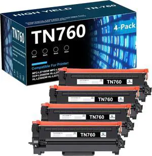 TN760 TN 760 Toner Cartridge (Black, 4-Pack) - Compatible TN-760 TN-730 Toner Cartridge Replacement for Brother MFC-L2710DW MFC-L2750DW HL-L2350DW HL-L2370DW HL-L2390DW DCP-L2550DW Printer