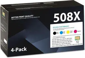 508X Toner Cartridges Set High-Yield 4-Pack Replacement for HP 508X 508A Black Cyan Magenta Yellow Color Enterprise M553 M552 m553dn m553n MFP M577 Series Printer-CF360X CF361X CF362X CF363X