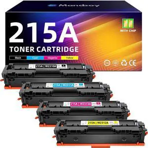 215A Black Cyan Magenta Yellow Toner Replacement for HP 215A Toner Cartridges 4 Pack Works with Color Pro MFP M182n M182nw M183fw M155 M182 M183 Printer