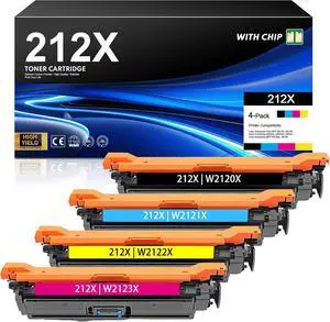 212X Toner Cartridges 4 Pack (with Chip) Replacement for 212X Color Enterprise Flow MFP M578c, M578z, M554dn, M555dn, M555x, MFP M578dn, M578f Printer | W2120X