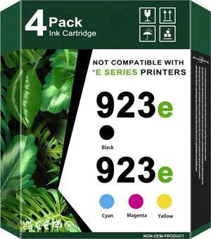 923e Ink Cartridge Combo Pack (4-Pack, Black/Cyan/Yellow/Magenta) Replacement for HP 923e Ink Compatible 923e Ink use with OfficeJet 8122e OfficeJet Pro 8135e 8138e 8139e Printer