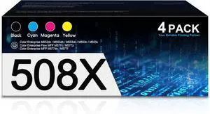 508X Toner Cartridges 4 Pack | Replacement for HP 508X CF360X 508A CF360A Works with M553dn M577 M553X M553N Printer | 508X High-Yield Toner (Black Cyan Yellow Magenta)
