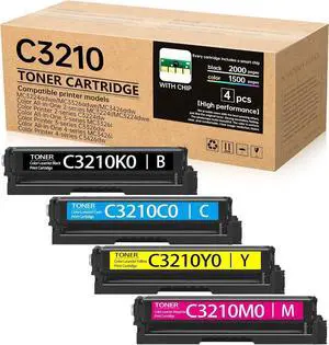 C3210 C3224 Toner 4-Color Combo Pack with Chip - Compatible with Lexmark C3210K0/C3210C0/C3210M0/C3210Y0 Toner Cartridge Set Work for C3224 MC3224 C3326 MC3326 C3426 MC3426 Printers