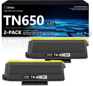 TN650 TN-650 High Yield Toner Cartridge Black 2-Pack Replacement for Brother TN-650 TN 650 TN580 TN-620 Toner Work with HL-5370DW HL-5250DN HL-5340D HL-5240 MFC-8480DN MFC-8860DN MFC-8890DW Printer