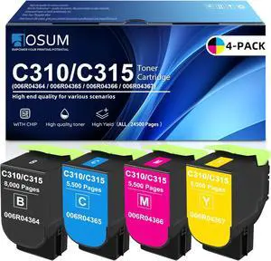 DOSUM 4-Pack High-Yield C310 / C315 Toner Cartridge 006R04364 006R04365 006R04366 006R04367 Replacement for C310 C310DNI C310DNIM C315 C315DNI Printer (Black/Cyan/Magenta/Yellow)