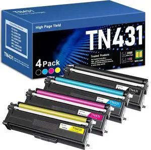 TN431 TN-431 Toner Cartridges Replacement for Brother TN431 TN -431 for MFC-L8900CDW MFC-L8610CDW HL-L8260CDW HL-L8360CDW HL-L8360CDWT Printer (4Pack, TN431BK TN431C TN431M TN431Y)