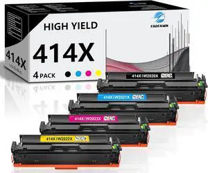 414x High Yield Toner Cartridges 4pack(1BK/1C/1M/1Y) : Replacement for HP 414X W2020X W2021X W2023X W2022X Toner Cartridges Work for Color Laser Pro MFP M479fdw M479fdn M454dw M454dn Printer Ink