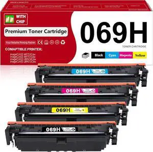 069H Toner Cartridge 4-Pack (Black Cyan Yellow Magenta)  High Yield Replacement for Canon 069H 069, Compatible with Color imageCLASS MF753Cdw MF751Cdw MF752Cdw MF756Cx LBP674Cdw LBP673Cdw Printer