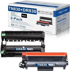 TN830 Toner Cartridge & DR830 Drum Unit for Brother Printer - Replacement for Brother TN-830 DR-830 Work for DCP-L2640DW HL-L2400D HL-L2405W HL-L2480DW HL-L2460DW MFC-L2820DW Printer (1Toner +1Drum)