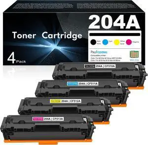 204A Black Cyan Magenta Yellow Toner Cartridge 4 Pack Replacement for HP 204A Toner Cartridges Color Pro M154a M154nw MFP M180n M181fw M181fdw M180nw Printer | CF510A CF511A CF512A CF513A