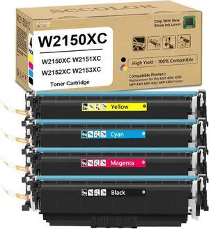 W2150XC W2151XC W2152XC W2153XC Toner Cartridge Compatible for HP W2150XC Toner Cartridge Replacement for Color Pro 4201 4202 4203 MFP 4301 MFP 4302 MFP 4303 Printer Series