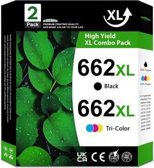 662XL Ink Cartridges Compatible with HP 662XL 662 Ink Replacement for Deskjet Ink Advantage 2545 2546 2645 2646 3515 3516 Printer (2-Pack, 1Black 1Color)
