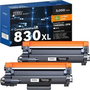 TN830XL Toner Cartridges Replacement for Brother TN830XL TN830 TN830 XL Toner Work for Brother HL-L2460DW DCP-L2640DW HL-L2480DW HL-L2400D HL-L2405W MFC-L2820DW Printer 2PK (High Yield)