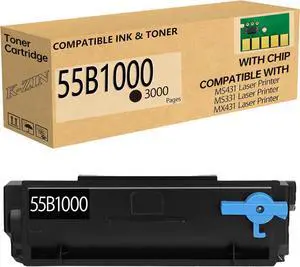 K-ZIN 55B1000 Black Toner Cartridge(with Chip) Compatible with Lexmark 55B1000 55B1H00 Toner Cartridge for MS331dn MS431dn MS431dw MX331adn MX431adn MX432adwe MX431adw Laser Printer(Black,3000 Pages)