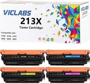 213X W2130X Toner replacement for HP 213X W2130X W2131X W2132X W2133X Toner Cartridge for use in HP Color LaserJet Enterprise 5700 5800dn 5800f 6700 6701dn 6800dn 6801 6700dn Printers(4 Color)