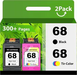68 Ink Black & 68 Tri-Color Ink Replacement for HP 68 XL Ink Cartridges Work Envy 6152e 6155e 6552e 6555e 6558e Printers (2-Pack)