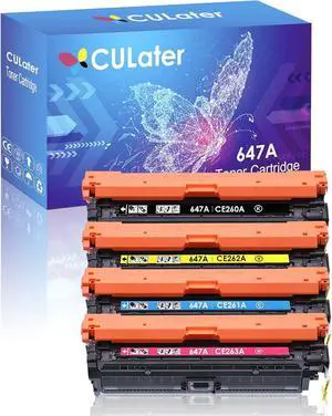 CULater 647A 648A Remanufactured Toner Cartridge Replacement for CE260A CE261A CE262A CE263A Toner Cartridges for HP Color CP4025dn CP4025n CP4525 CP4525dn CP4525n CP4525xh Printer (4 Pack)