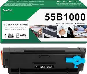 55B1000 Black Toner Cartridge High Yield Replacement for Lexmark 55B1000 Toner Cartridge for MS331dn MS431dn MS431dw MX331adn MX431adn MX431adw MX432adwe Printer Ink 1-Pack [3,000 Pages]