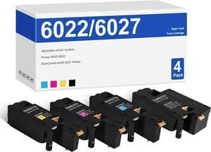 WorkCentre 6027 Phaser 6022 Toner Cartridges 4 Pack (BK/C/M/Y) - 106R02759 106R02756 106R02757 106R02758 Toner Cartridges Replacement for Xerox WorkCentre 6027 6025 Phaser 6022 6020 Printers