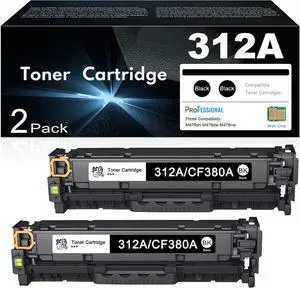 312A Black Toner Cartridges High Yield 2-Pack Replacement for HP 312A Black Toner Color Laserjet Pro MFP M476dw M476dn M476nw Printer 312A CF380A