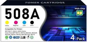 508A Toner Cartridges Set (Black Cyan Magenta Yellow) Replacement for HP 508A Toner Cartridges 4 Pack Color Laser Jet Enterprise M553 M552 MFP M577 Series Printer | CF360A CF361A CF362A CF363A
