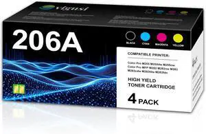 206A Toner Cartridges 4 Pack Compatible 206A W2110A 206X W2110X Replacement for HP 206A Toner Cartridges Set Pro M255 m255dw, Color Pro MFP M283fdw M282, M283 Printer (Black, Cyan, Magenta, Yellow)