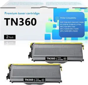 TN360 TN330 Toner Cartridge Replacement for TN360 TN-360 TN330 TN-330 High Yield Compatible with MFC-7840W HL-2140 MFC-7340 MFC-7440N HL-2170W HL-2150N Printer (2 Black)