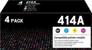 414A Toner Cartridges 4 Pack Replacement for 414A 414X W2020A Toner Compatible with Color Laserjet Pro MFP M479fdw M479fdn M454dw M454dn M480f Printer, Black Cyan Yellow Magenta (with Chip)