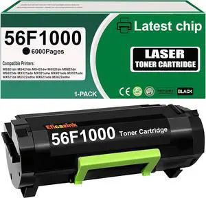 56F1000 Black Toner Cartridge Compatible for MS421 MS521 MS621 MS622 MS321 MX321 MX421 MX521 MX522 MX622 Printers 1-Pack 6,000 Page