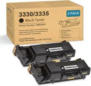 Phaser 3330/Workcentre 3335/3345 Extra High Capacity Toner Cartridge, 2 Pack Black 106R03624 Toner Cartridge Replacement for Xerox Phaser 3330 Workcentre 3335 WorkCentre 3345 Printer Toner