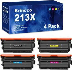 Remanufactured 213X High Yield 4 Pack Toner Cartridges Compatible with 213 X 213A 213Y W2130X W2131X W2132X W2133X for HP Color Laserjet Enterprise 5700 6700 6701dn MFP 5800 6800 6801dn Printer